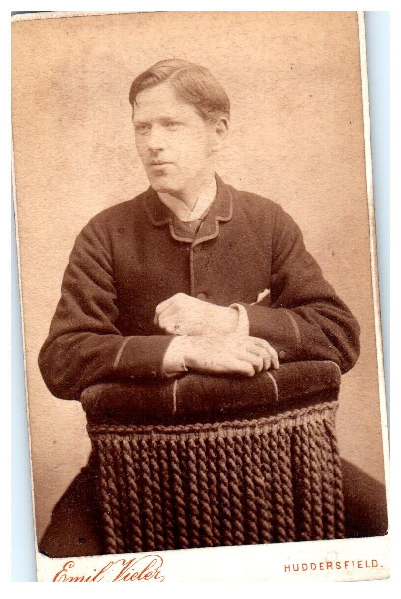 Antique 1800s CDV Photo Handsome Young Man Huddersfield UK Emil Vieler