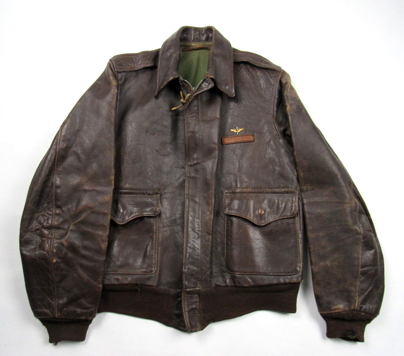 Original Named WW2 A-2 Leather Flight Jacket ID'd Sz 36 US Army Air Corps Vtg