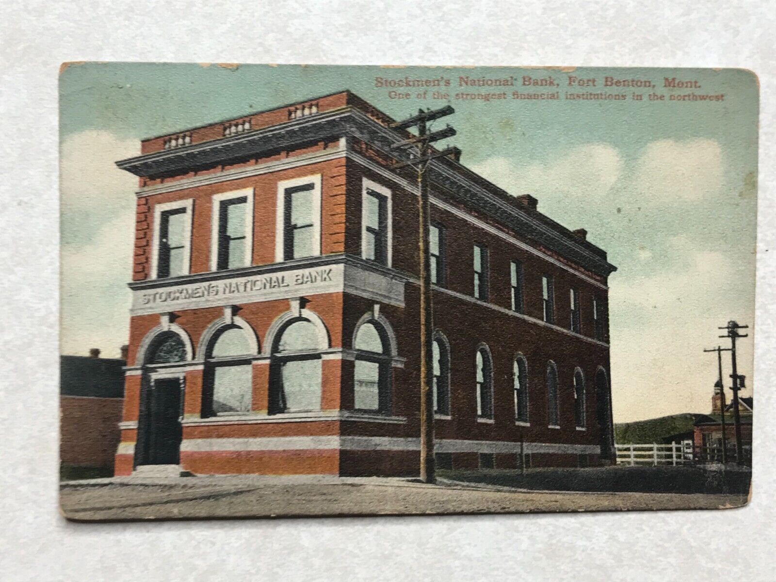 F1241 Postcard Stockmens National Bank Fort Benton Montana MT