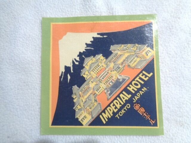 Vintage 1930s Imperial Hotel Tokyo Japan Luggage Travel Sticker Great Graphics