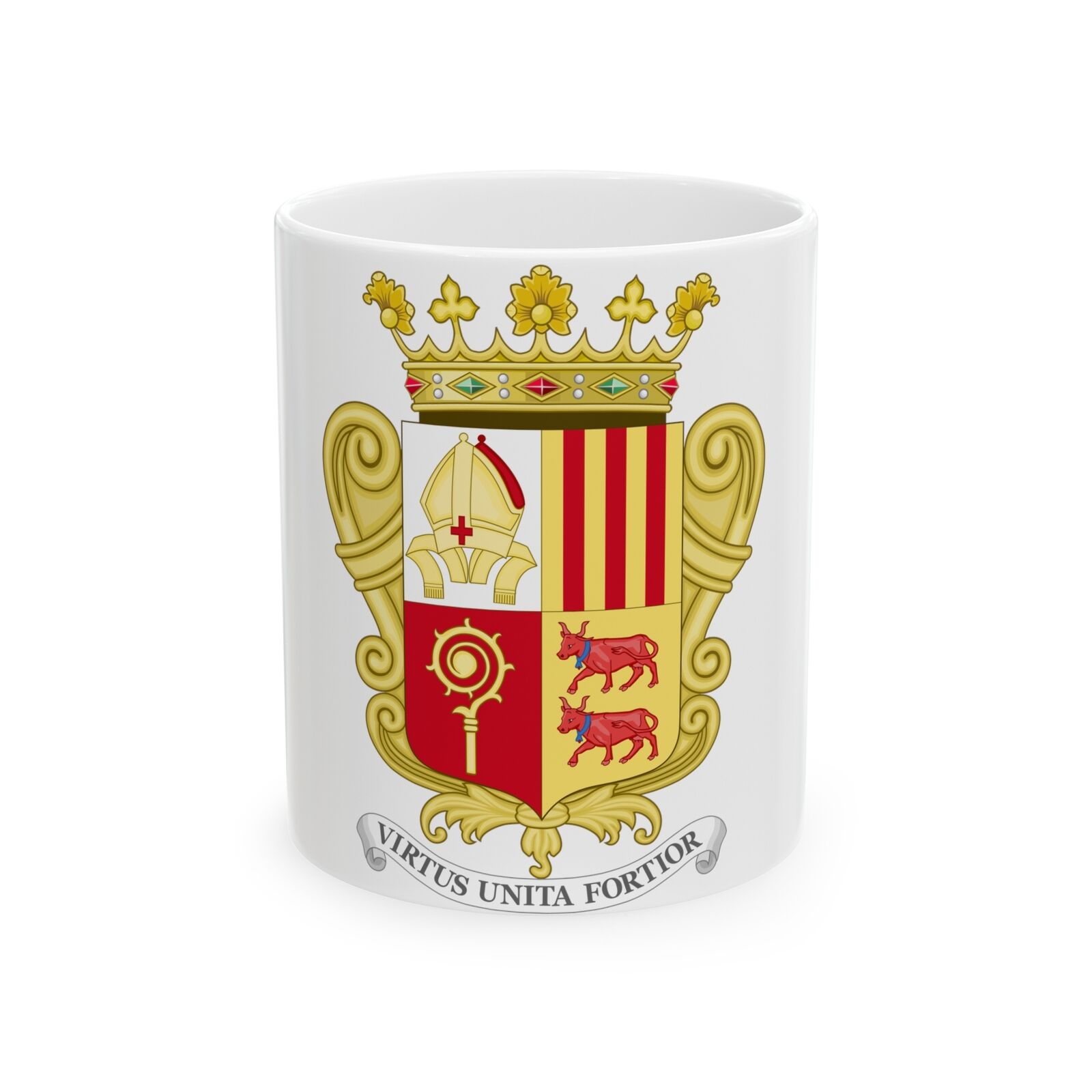 Historical Coat of Arms of French Prince of Andorra - White Coffee Cup 11oz