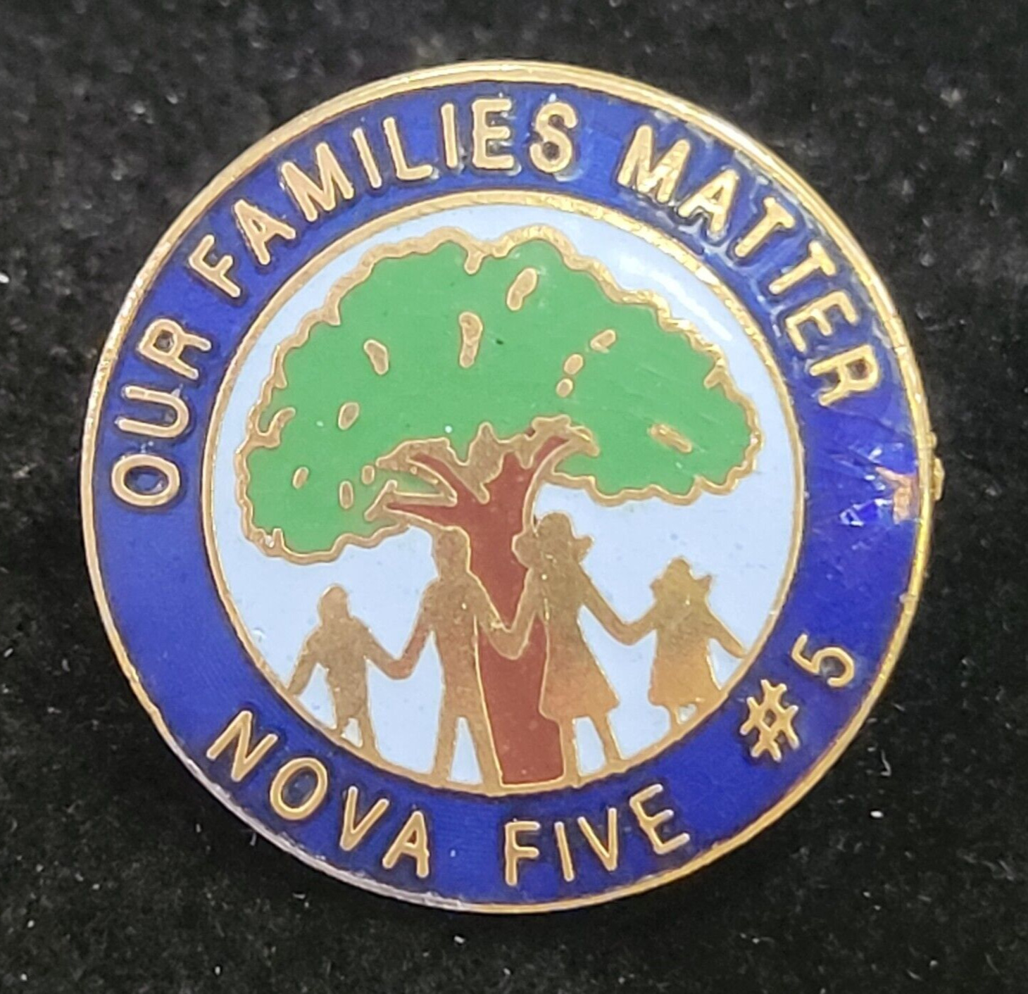 Our Families Matter Nova Five #5 Telephone Pioneers of America Gold Lapel Pin