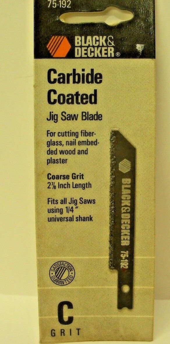 75-192 Black Decker Carbide  Carded Jig saw Sabre Blade COARSE Grit 2 7/8\