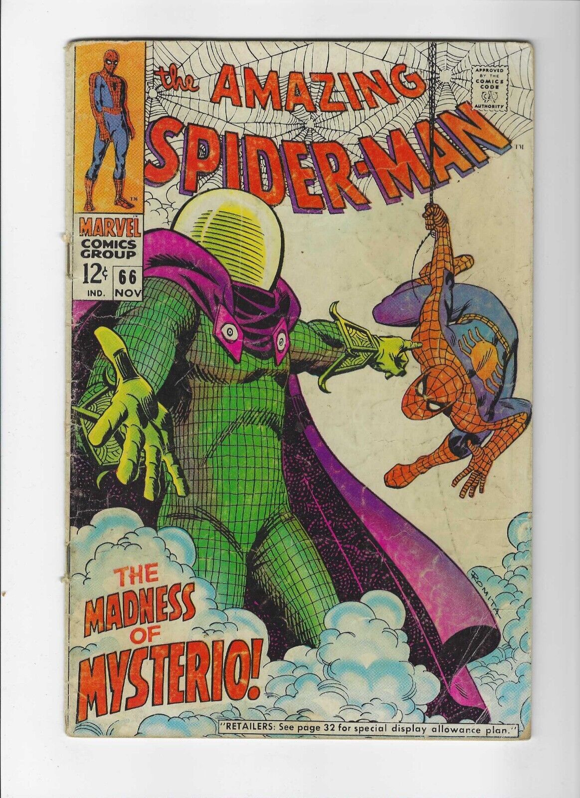 Amazing Spider-Man #66 Cover art by John Romita 1963 series Marvel Silver Age