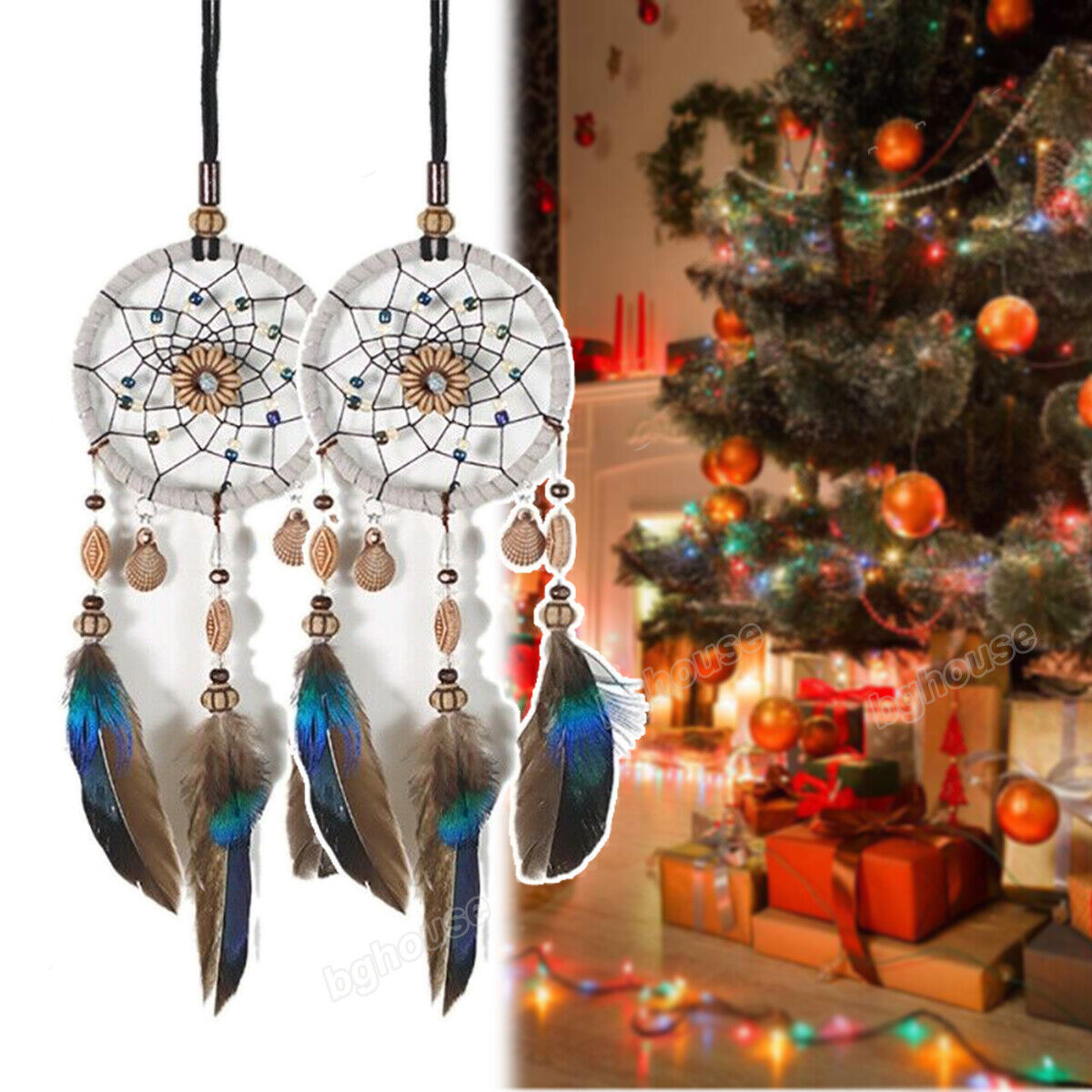 2PCS Dream Catcher Handmade Feather Wall Hanging Home Birthday Decoration Gifts