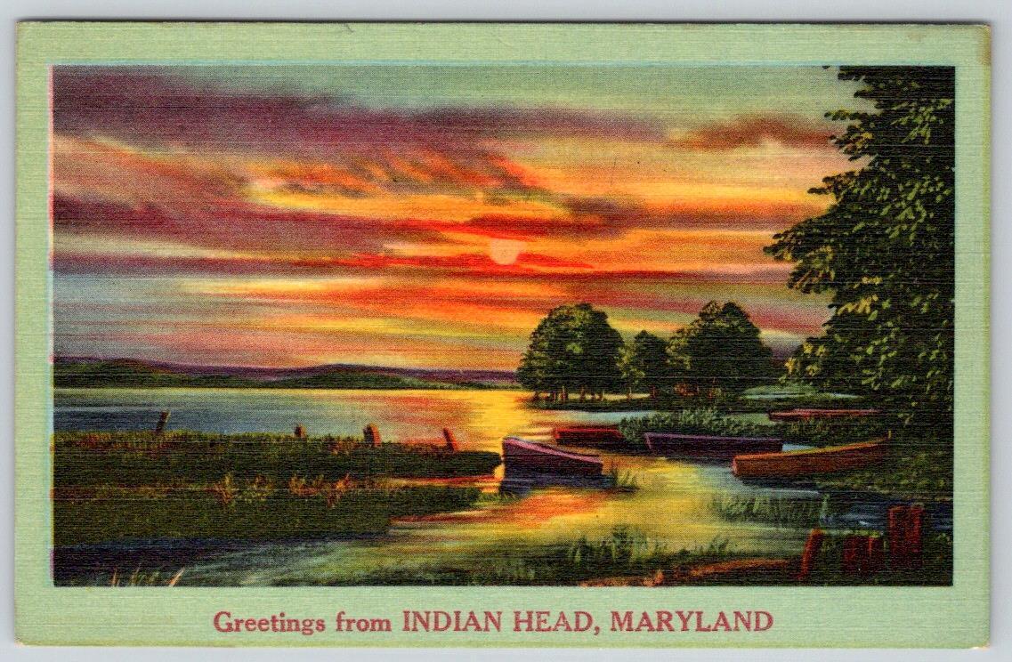1940-50\'s GREETINGS FROM INDIAN HEAD MARYLAND MD VINTAGE POSTCARD