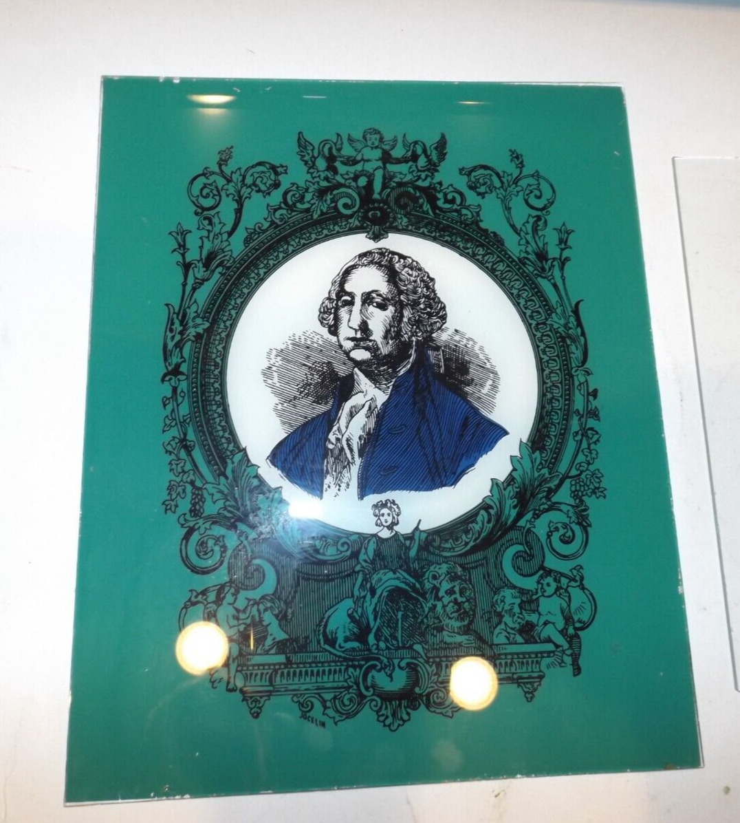 Antique Reverse Lithograph On OGEE Clock Glass - 1800’s - George Washington RARE