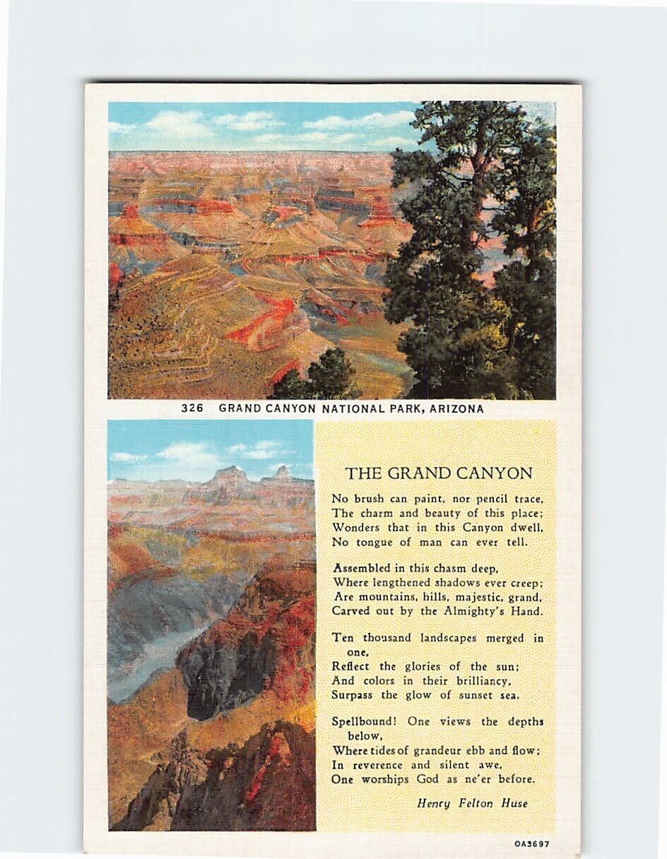 Postcard Grand Canyon National Park  and The Grand Canyon Poem Arizona USA