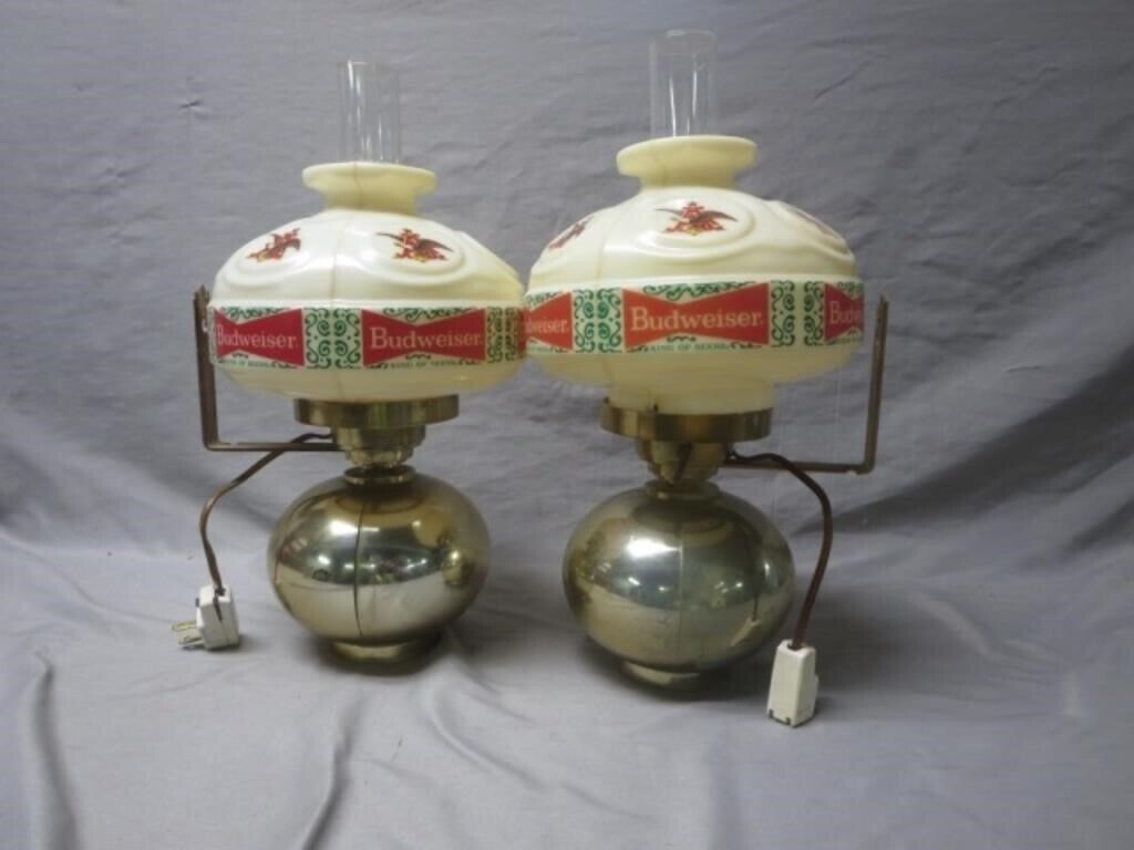 Budweiser Lamps Sconce King Of Beers Advertising Memorabilia 1960s Pair Working