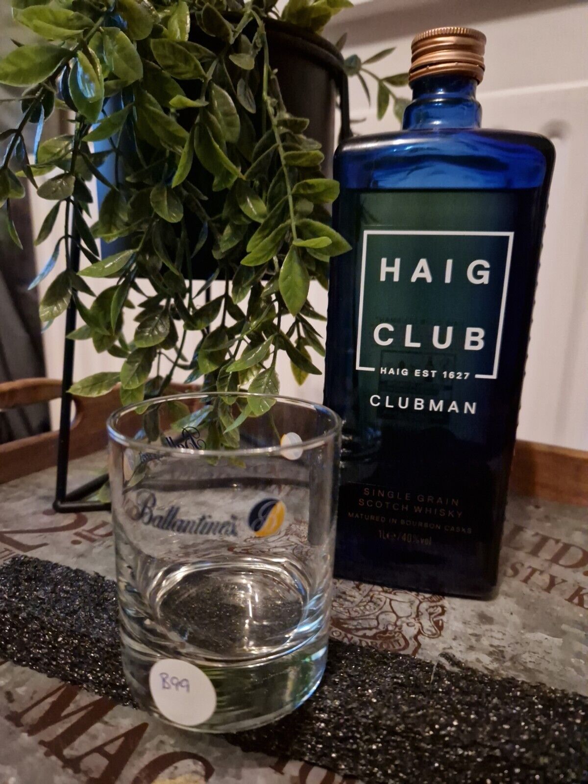 Rare Ballantines Scotch Whisky Glass For Man Cave Bar
