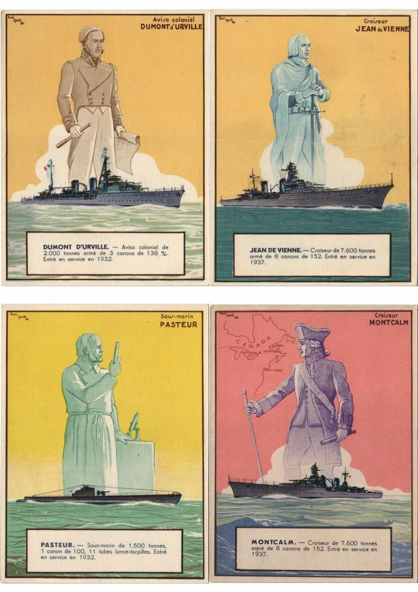 FRANCE FRENCH NAVY SHIPS WITH FAMOUS PEOPLE 17 Vintage Postcads (L4287)