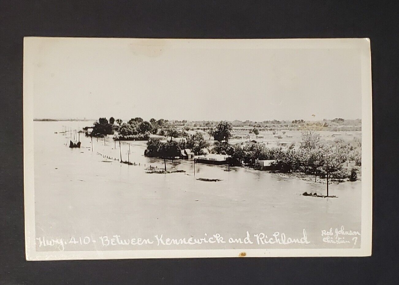 Kennewick Richland WA Flood (1948) Hwy 410 Scene RPPC Vintage Postcard P670
