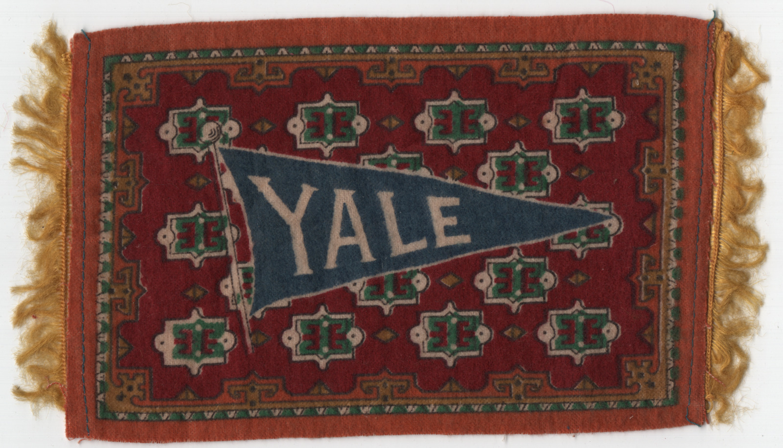Vintage 1900\'s Yale Felt Tobacco Flag Rug 8.5\