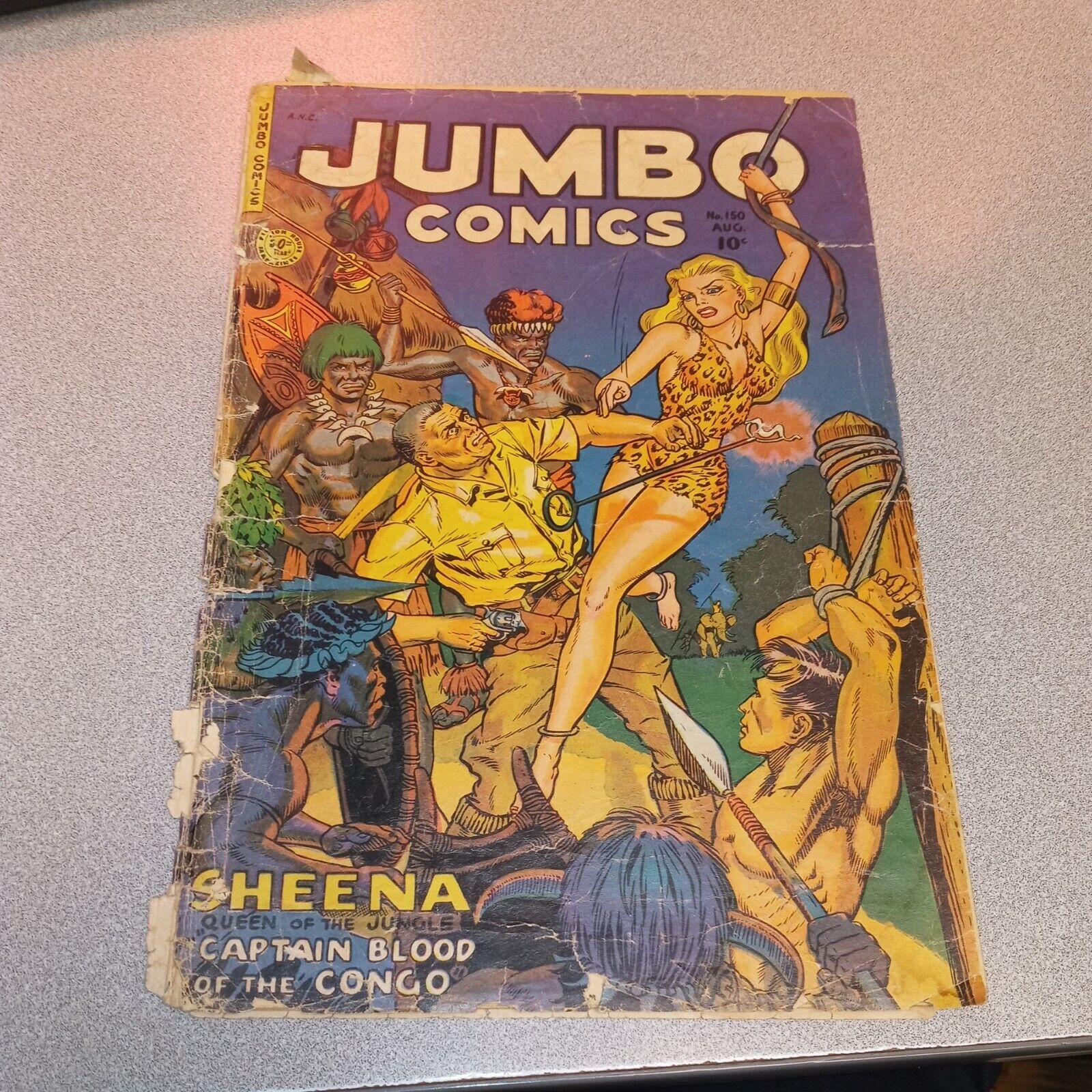Jumbo Fiction house #150 golden age 1951 precode Jungle comics Sheena cover
