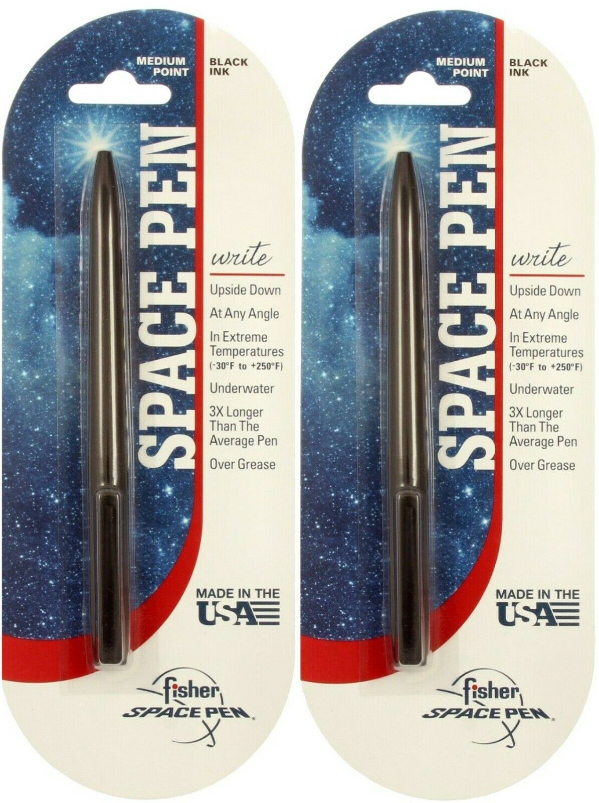 2 Pack - Fisher Non-Reflective Metal Body Black Matte Cap-O-Matic Space Pen