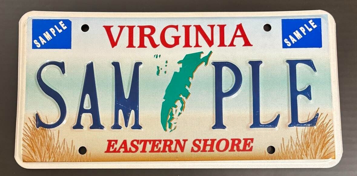 Virginia 1999 EASTERN SHORE SAMPLE License Plate # SAM PLE