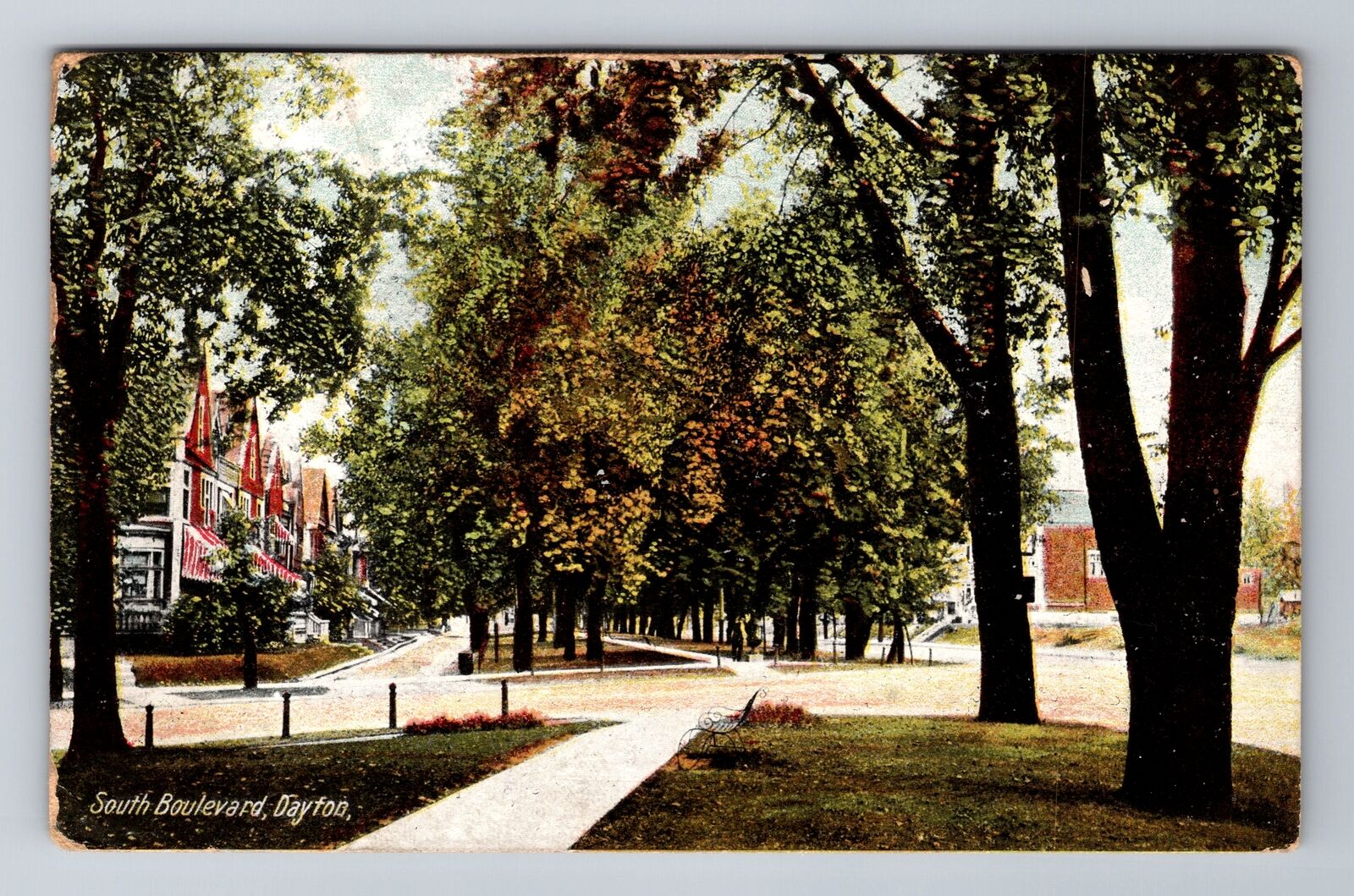 Dayton OH-Ohio, South Boulevard, c1909 Antique Vintage Souvenir Postcard