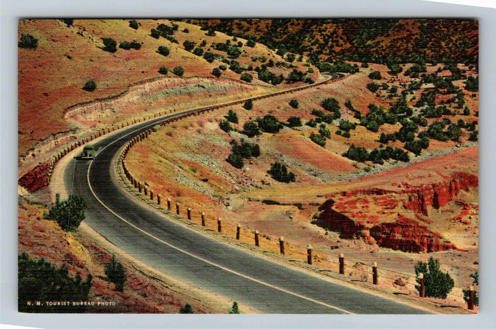 NM-New Mexico, Aerial View US Highway 66, Scenic View Vintage Postcard