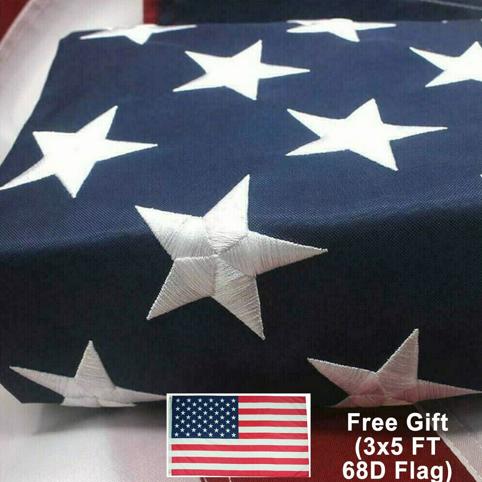 US 5x8ft American Flag Heavy Duty Embroidered Stars Sewn Stripes Grommets Oxford