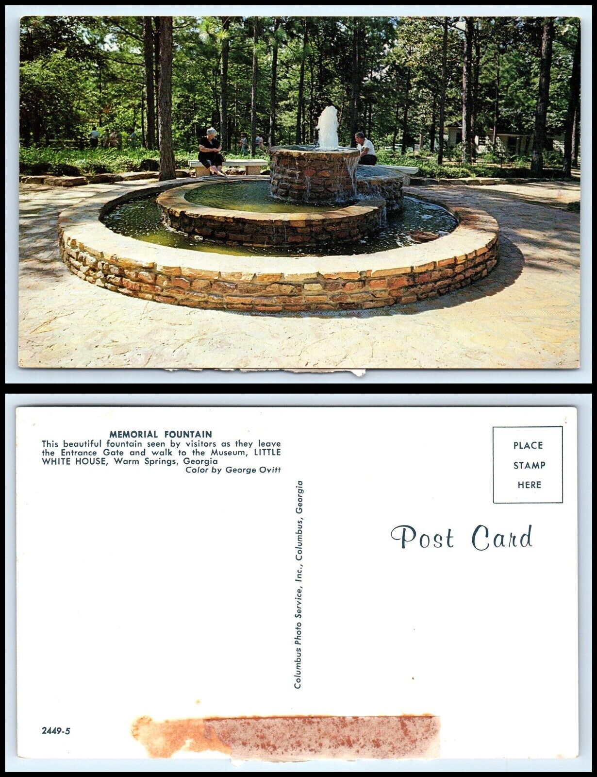 GEORGIA Postcard - Warm Springs, Memorial Fountain, Little White House P28