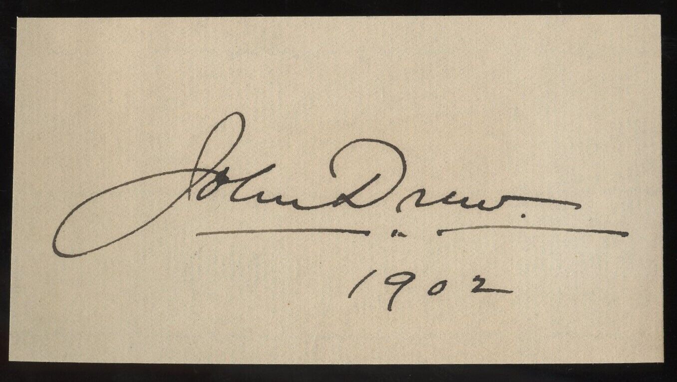 John Drew Jr. d1927 signed autograph 2x4 Cut Actor Characterization of Petruchio