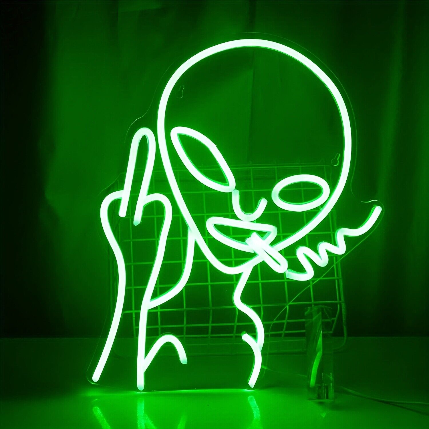 16''x12'' Green Alien LED Neon Light Sign USB Powered Bar Game Room Wall Decor