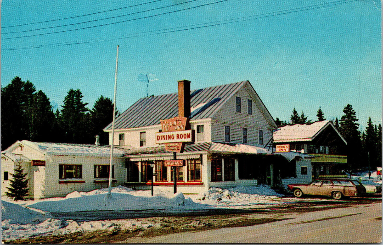 Vtg 1960s Kerns Inn Motel Dining Room Cocktails Eustis Maine ME Chrome Postcard