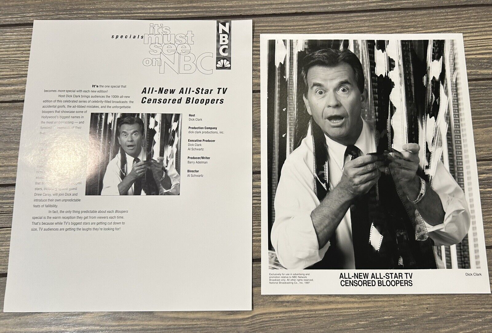 Vintage NBC Specials All New All Star TV Censored Bloopers Photo Fact Sheet M