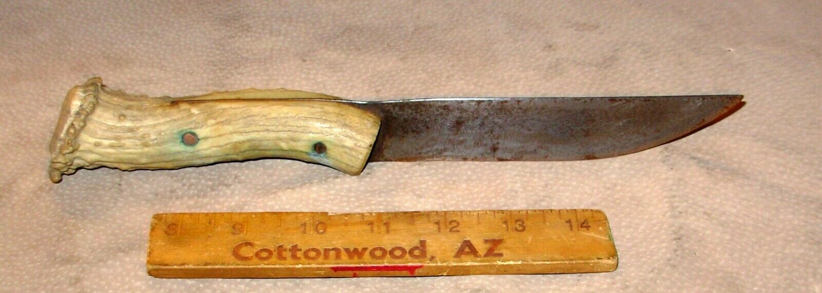 Hand Made Antique Vintage Stag Antler Knife-Fur Trade Blade-No Beaded Sheath