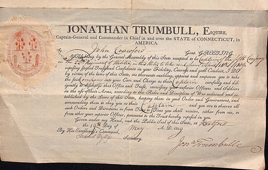 Jonathan Trumbull Signed Document