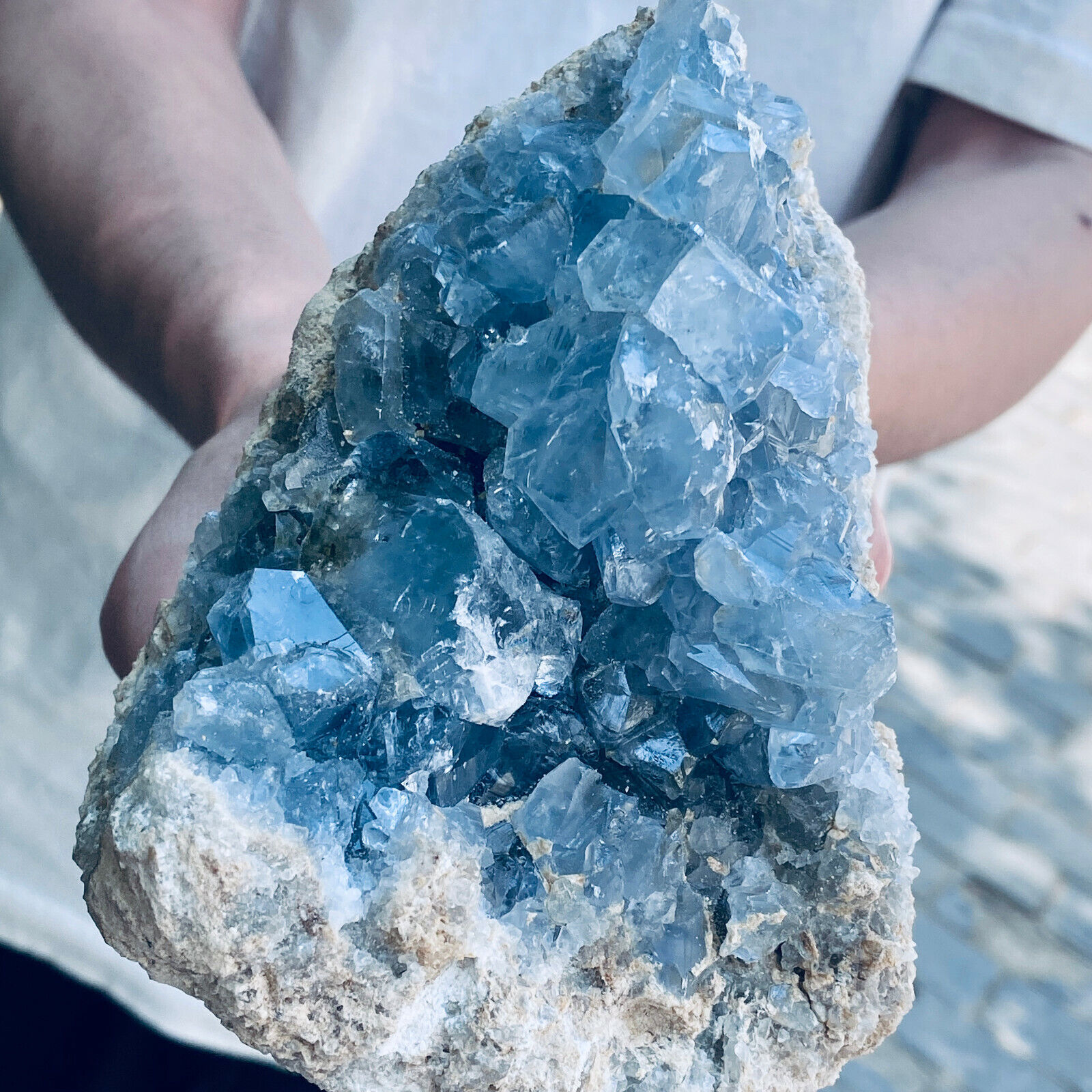 3.18 Natural Raw Blue Celestite Crystal Quartz Cluster Geode Specimen Home Decor
