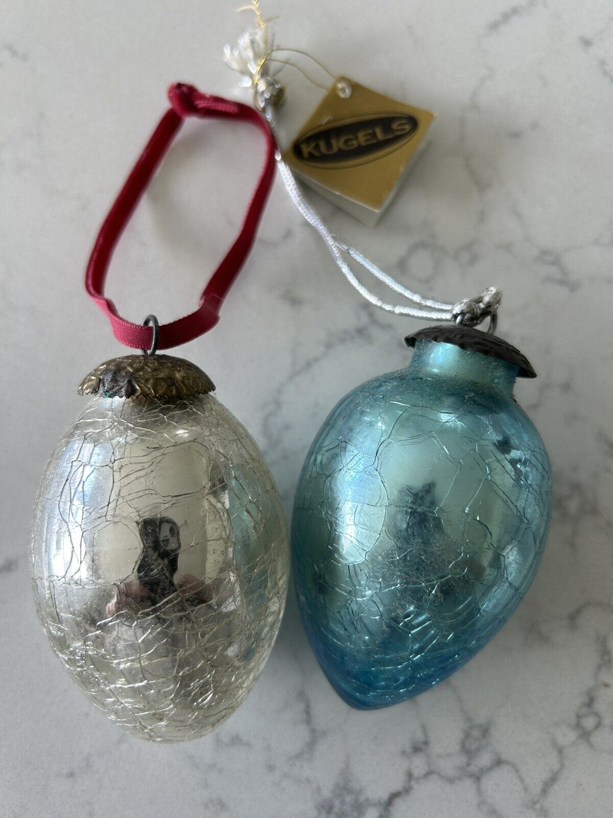 Vintage Kugel  Crackle Glass Christmas Ornaments 1 Style?