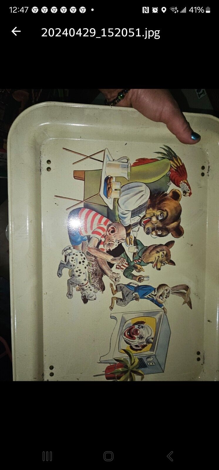 Old tv tray set. 1950s