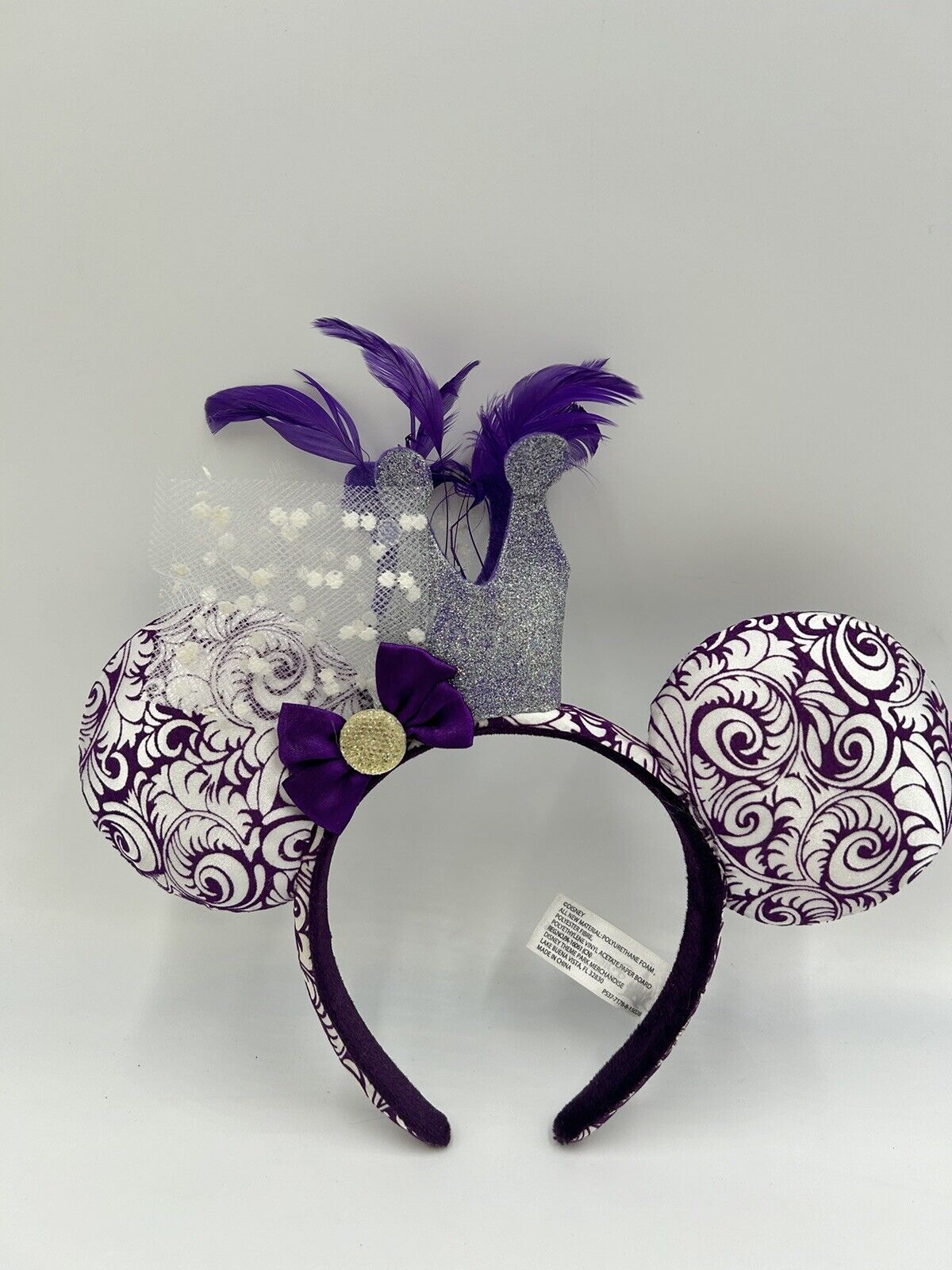 Official Disney Parks Purple Crown & Feathers Jubilee Minnie Ears Headband