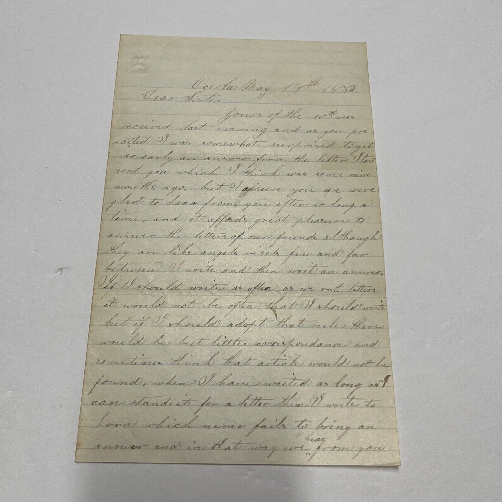1862 Civil War Letter 
