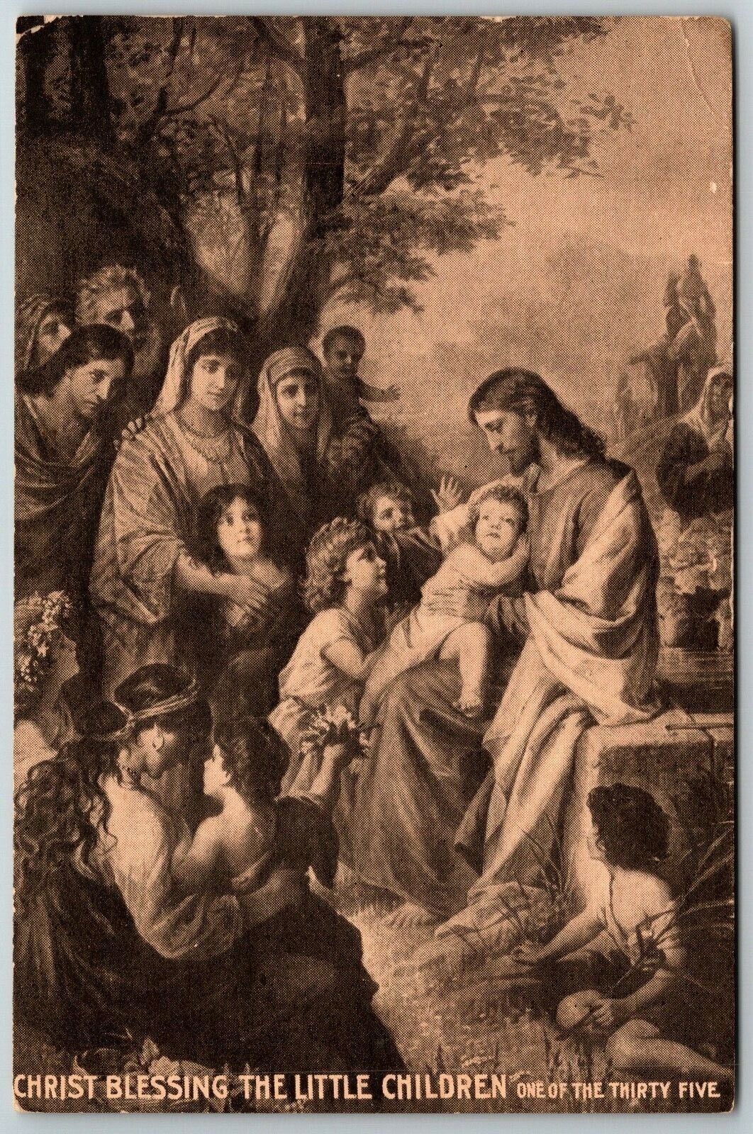 Christ Blessing the Little Children 1913 - Postcard