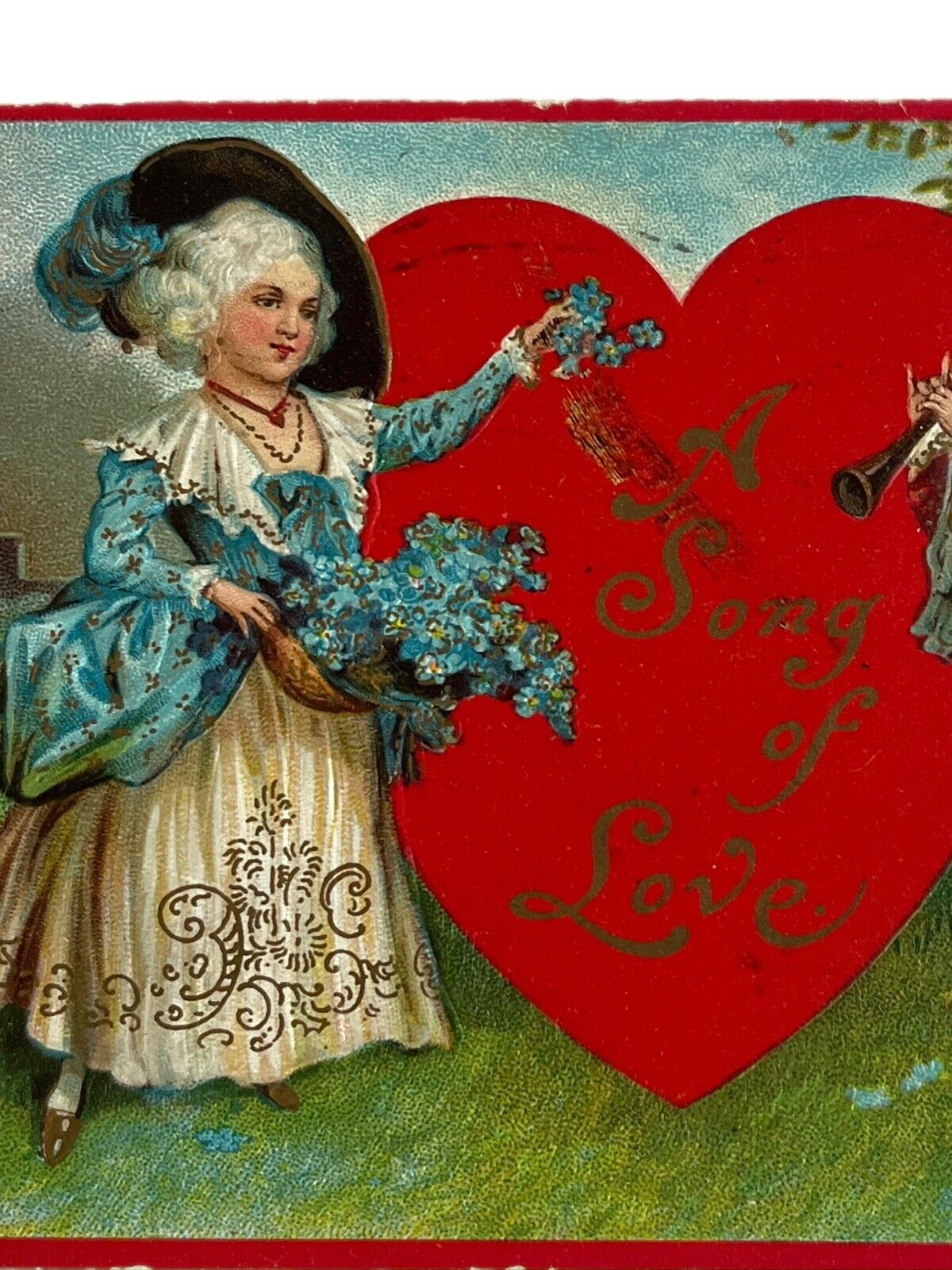 Antique 1912 Ephemera Valentine Postcard Edwardian Era Victorian Style Serenades