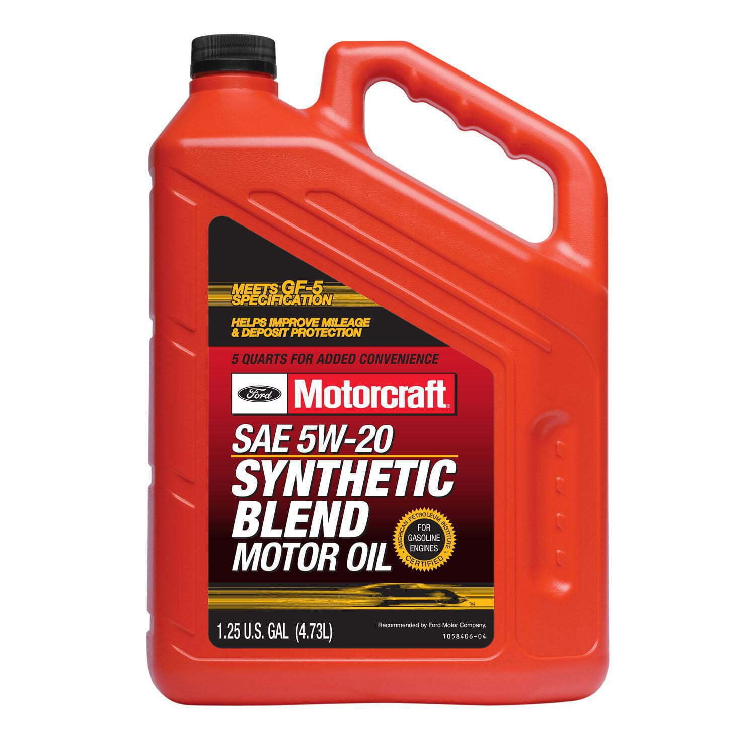 Motorcraft Synthetic Blend Motor Oil, 5W-20, 5 quart jug, sold by each