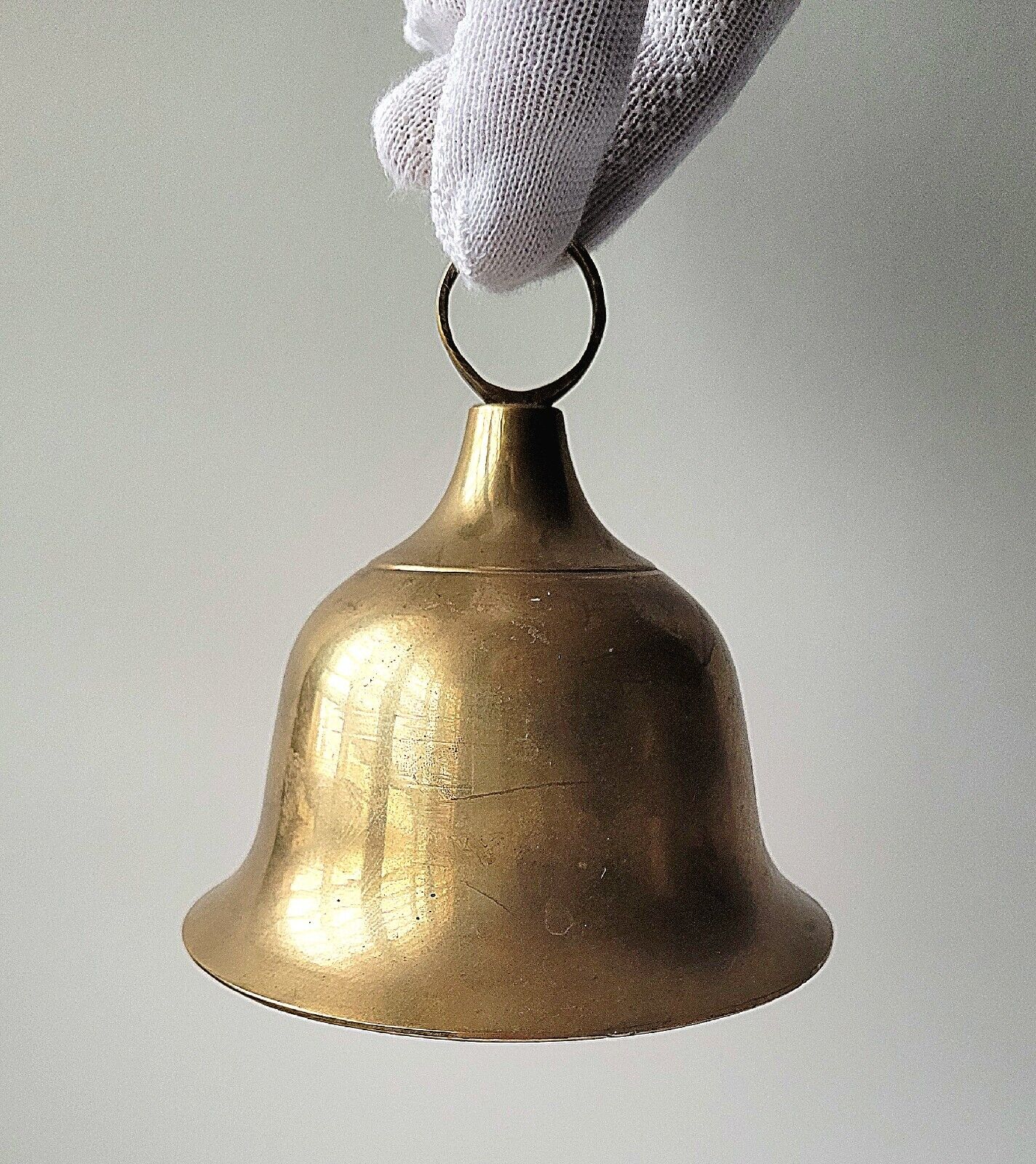Vintage Decorative Antique Style Brass Bell Etched INDIA Christmas Holiday 4\