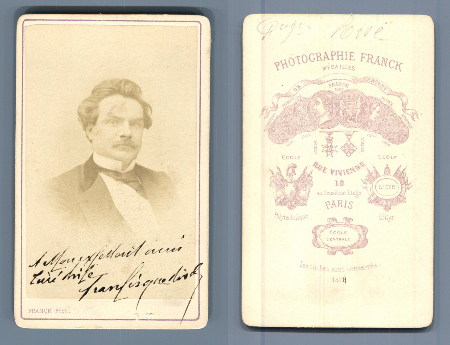 Franck, Paris, Shipping, to My Excellent Friend... Vintage CDV Albumen Print Print