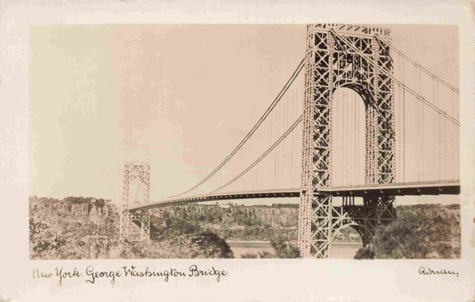 RPPC George Washington Bridge New York NY c1925-1942 by Adrian Photo Postcard