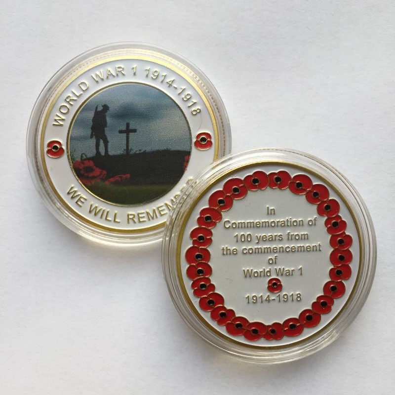 First 1st World War 1 Commemorative Coin Commemorate 100 years of the end of WW1