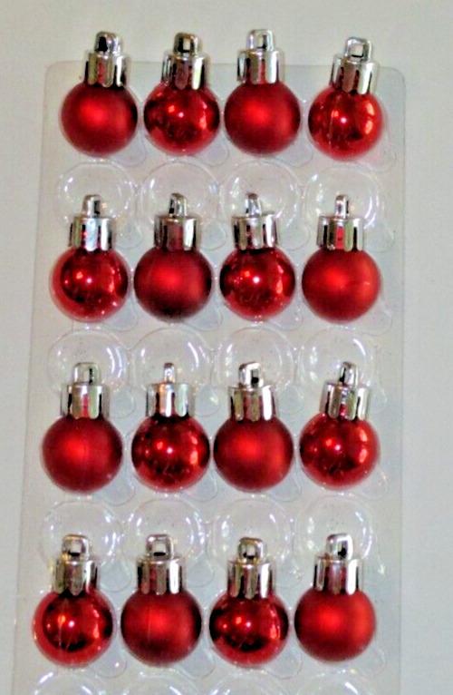 Red Mini Ornaments Christmas Shiny & Satin 3/4\