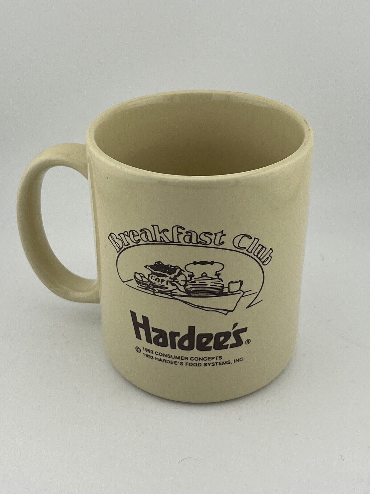 Vintage RARE Hardee’s Breakfast Club Ceramic Coffee Mug Cup Tableware 1993