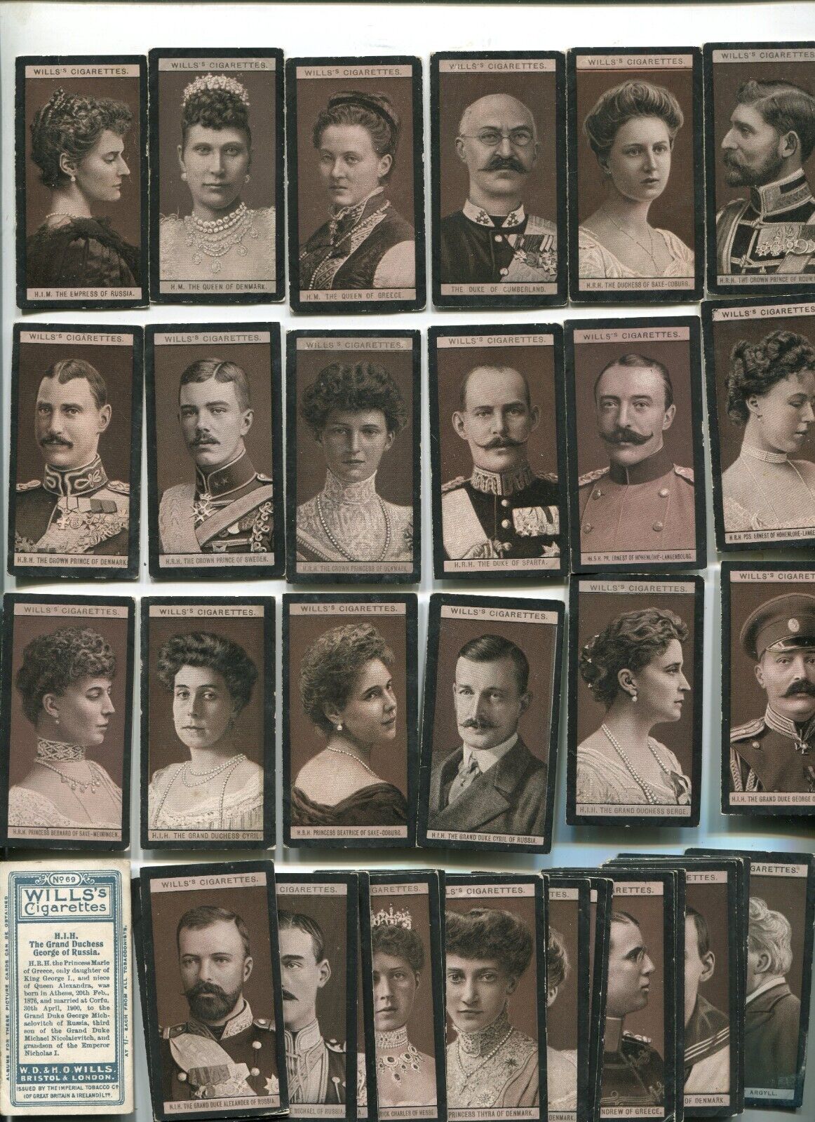 1908 W.O. & H.O WILLS CIGARETTES SERIES 2 PORTRAITS OF EUROPEAN ROYALTY CARD SET
