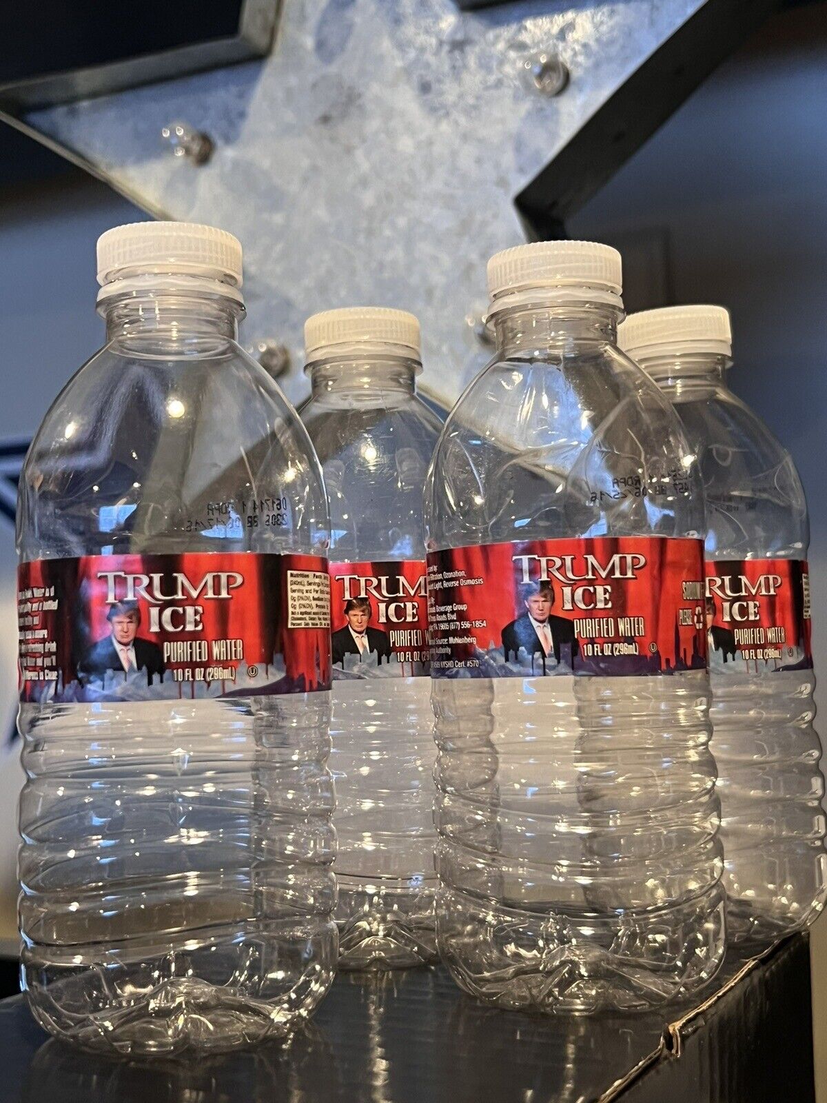 (4) Trump Ice Water Promotion 10oz Purified Water Trump Plaza Mahal Used Bottles
