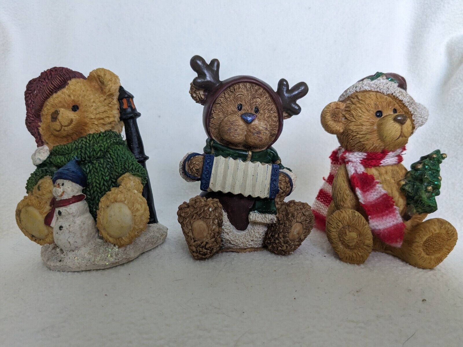 Vintage Three Christmas Teddy Bear Figurines 4\