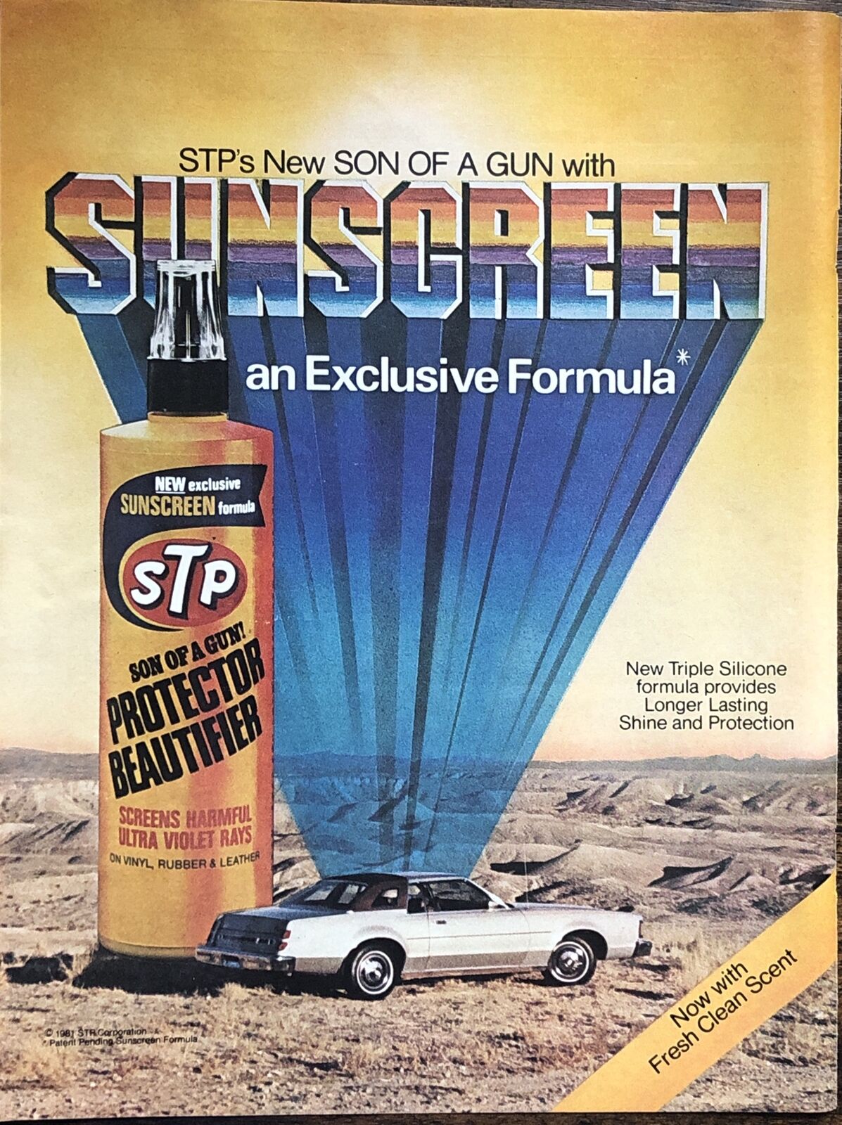 1981 STP Son Of A Gun Protector Beautifier VTG 1980s 80s PRINT AD Car Sunscreen