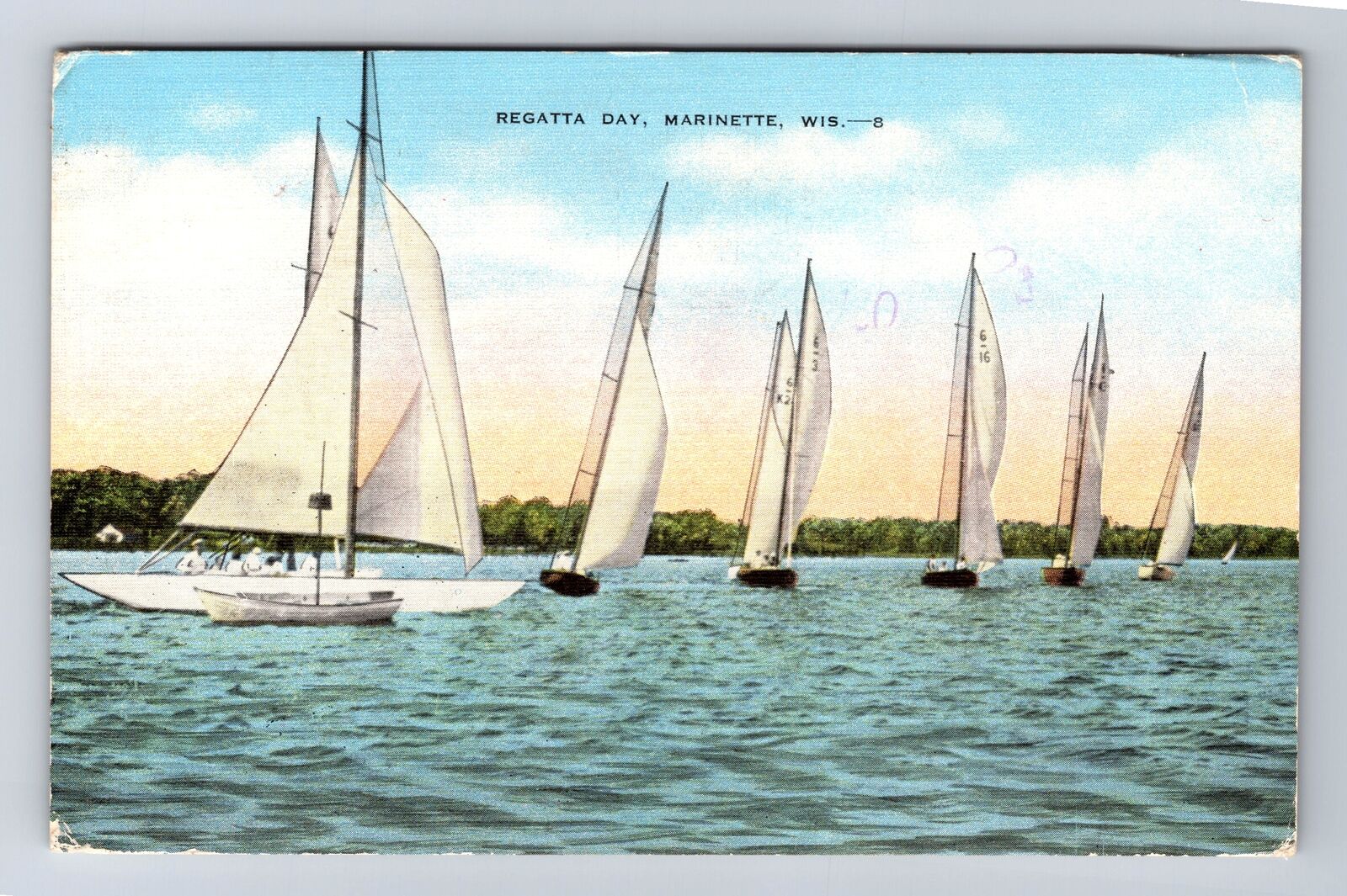 Marinette WI-Wisconsin, Regatta Day, Antique, Vintage c1973 Postcard