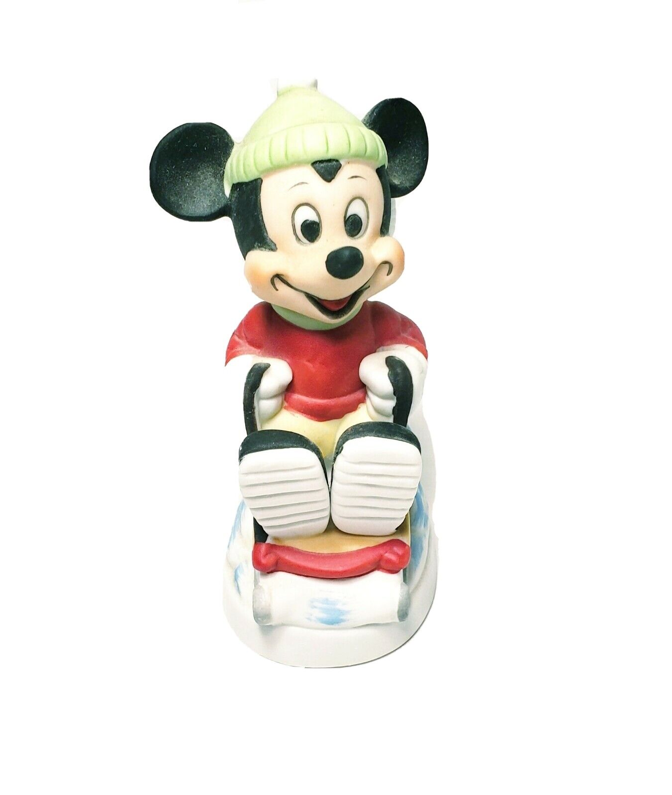 Vintage Disney Mickey Mouse On Sleigh Sled Hat Scarf Porcelain Figurine 4\